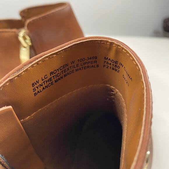Liz Claiborne Roycen Cognac Brown Ankle Boots Sz 8 - Picture 7 of 8